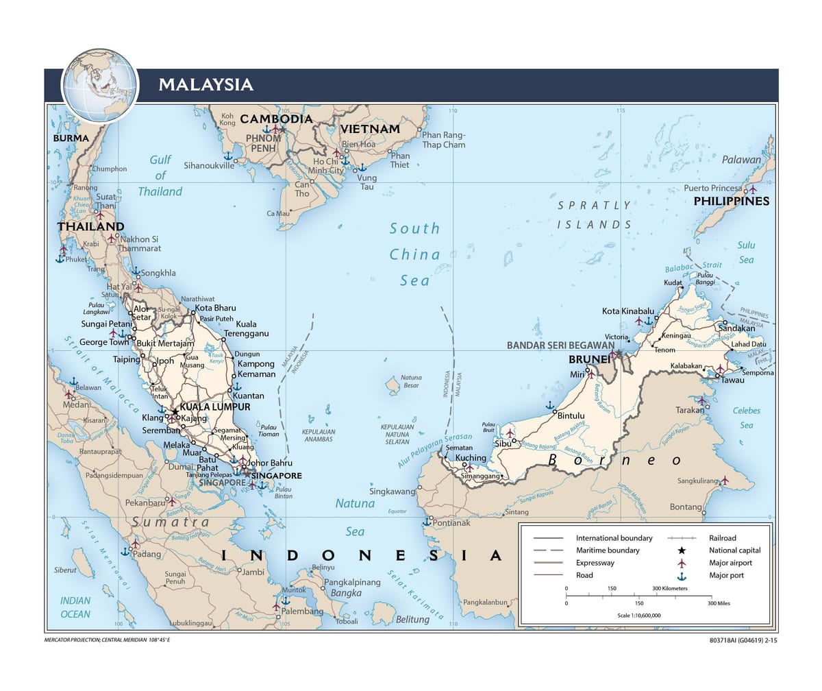 карта Малайзії морський порт