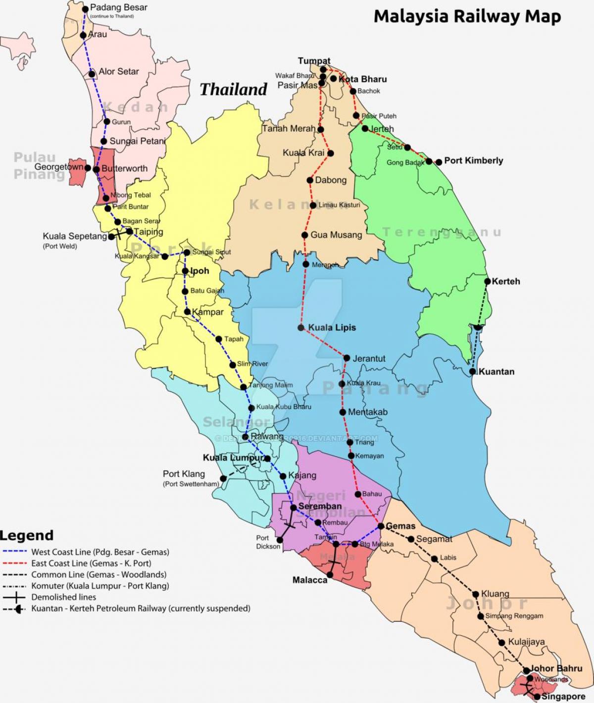 Залізничний карті Малайзії