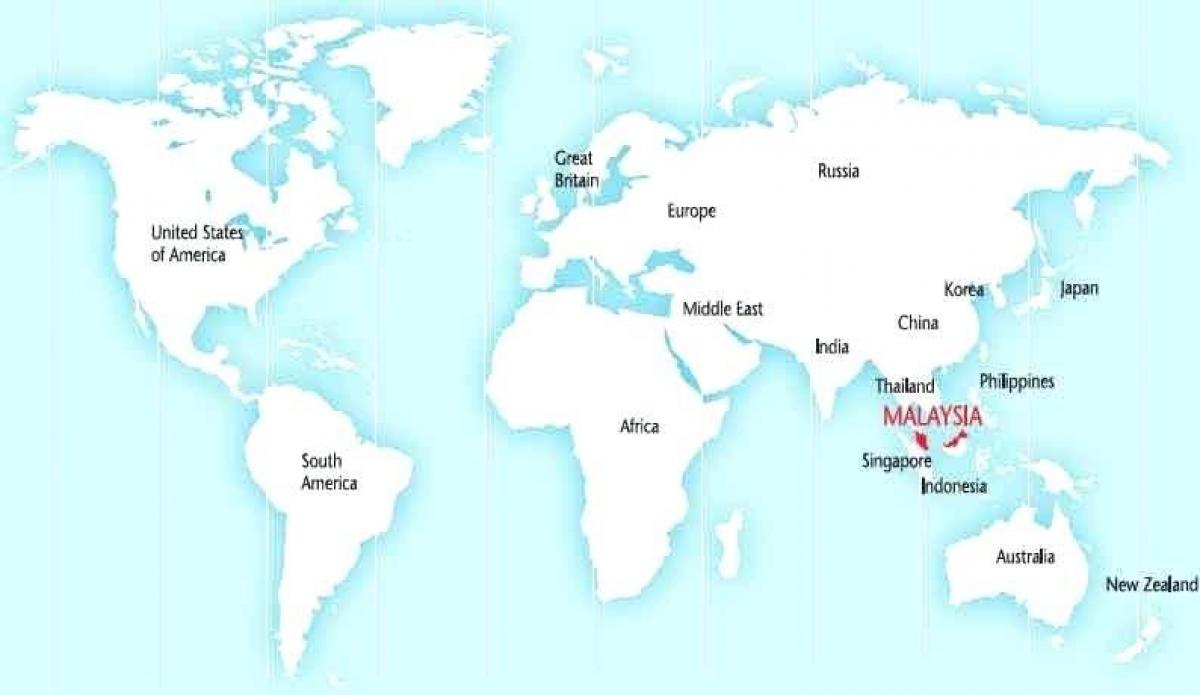 карта світу, показує Малайзія