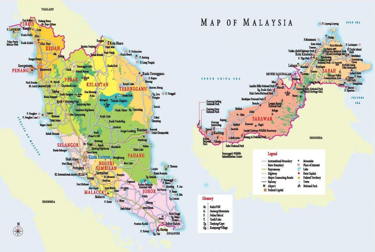 Малайзія карта для туриста