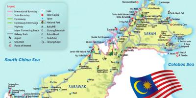 Карта Східної Малайзії
